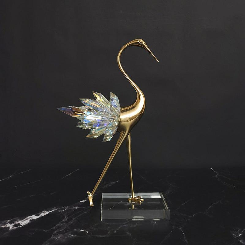 Luxurious Copper Crane Sculpture for Home Decoration