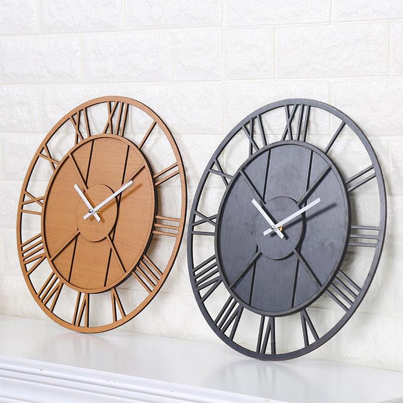 Rustic Wood Round Wall Clock