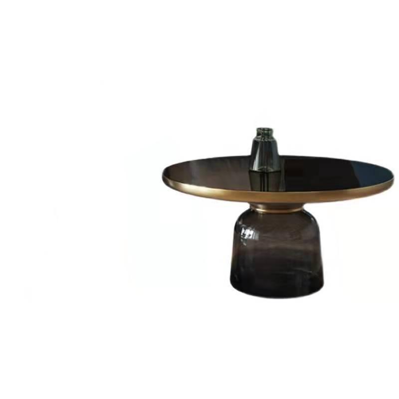Nordic Marble Circle Coffee Table - Elegant Glass and Stainless Steel Design