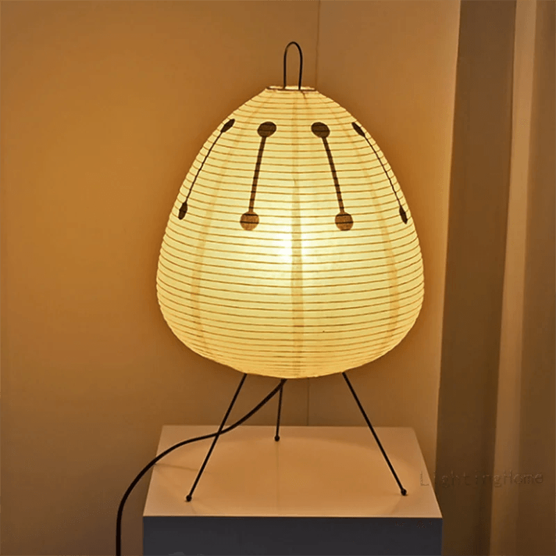 Japanese Style Akari Wabi-Sabi Printed Rice Paper Table Lamp with LED Bulb