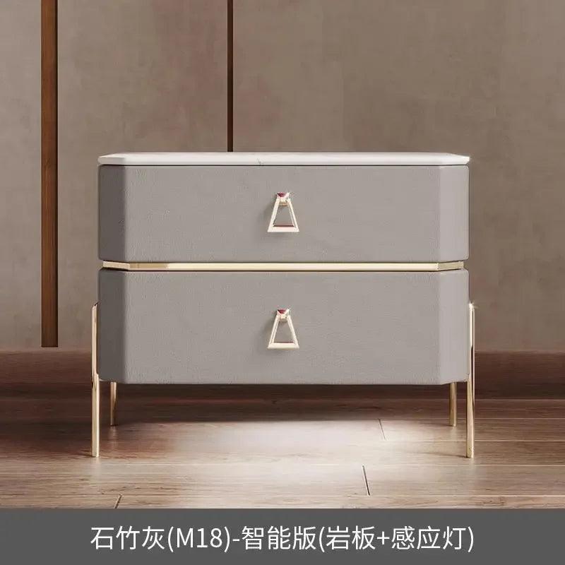 Gold Wireless Charging Bedside Table with Smart Drawers - Modern Furniture for Living Room