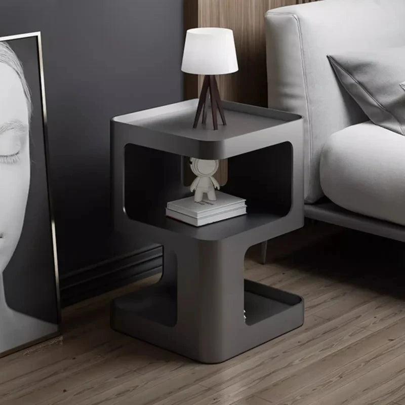 Modern Black Metal Nightstand with 2 Drawers for Bedroom - Contemporary Minimalist Furniture