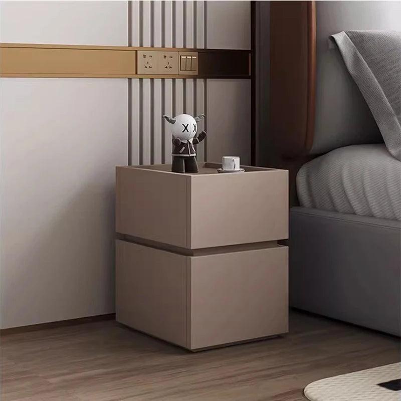 Nordic Style Wooden Nightstand with 2 Drawers - Modern Bedroom Furniture