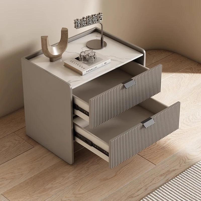 Narrow Wood Nightstand with Drawers - Modern Minimalist Bedroom Furniture