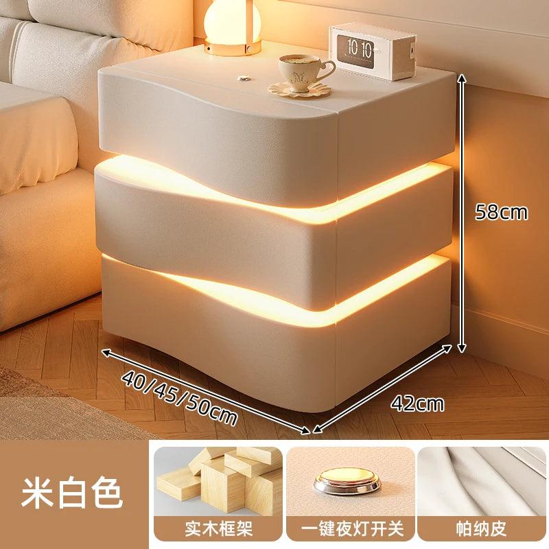 Sleek Luxury Bedside Tables with Drawer - Modern Chinese Style Nightstand for Bedroom Furniture