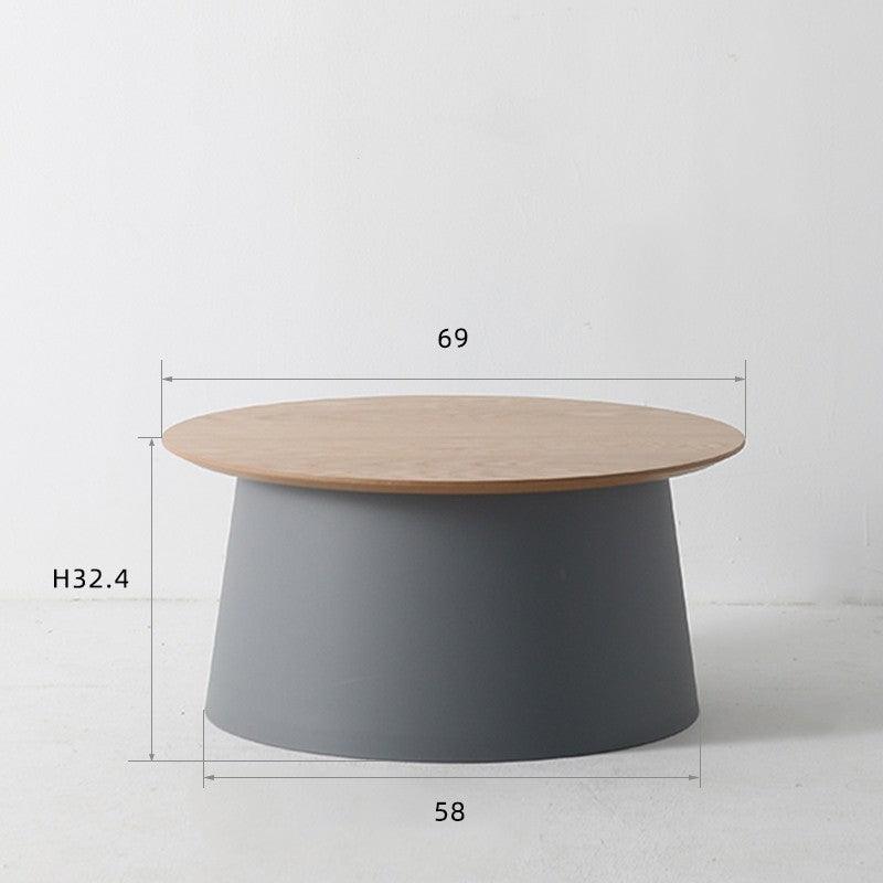 Wooden Nordic Round Coffee Table with Art Style Design