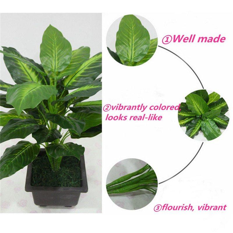 Green Artificial Dieffenbachia Plant - 50cm Height - Plastic Leaf - Modern Home Decor