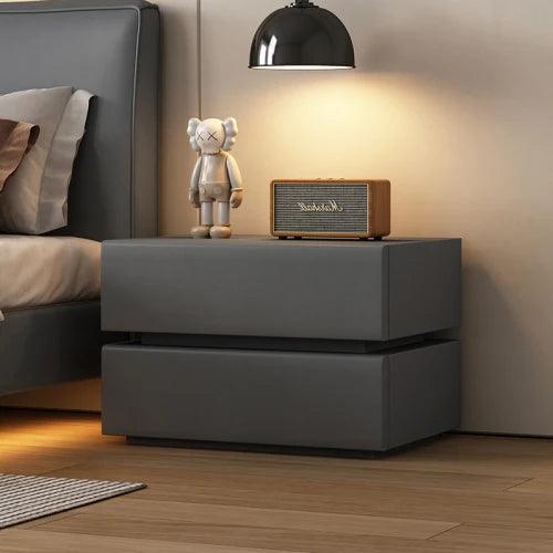 Nightstand with Wooden Drawers - Modern White Bedside Table