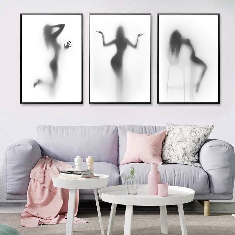 Black And White Abstract Wall Art Canvas Painting Picture