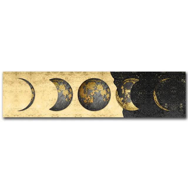 Celestial Moon Phases Monochrome Canvas Wall Art - Abstract Living Room Decor