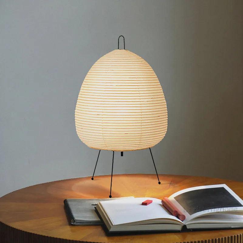 Japanese Style Akari Wabi-Sabi Printed Rice Paper Table Lamp with LED Bulb