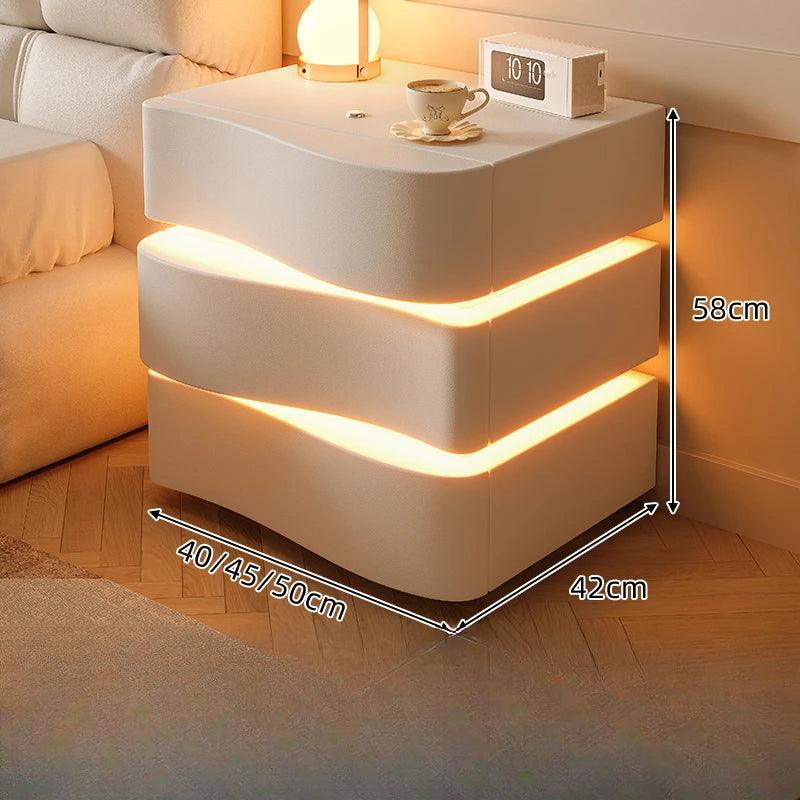 Sleek Luxury Bedside Tables with Drawer - Modern Chinese Style Nightstand for Bedroom Furniture
