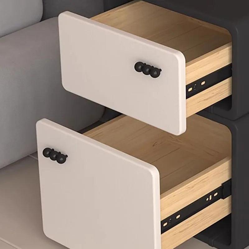 Modern Minimalist Black Nightstand with Hidden Drawer - Stylish Bedside Table Furniture