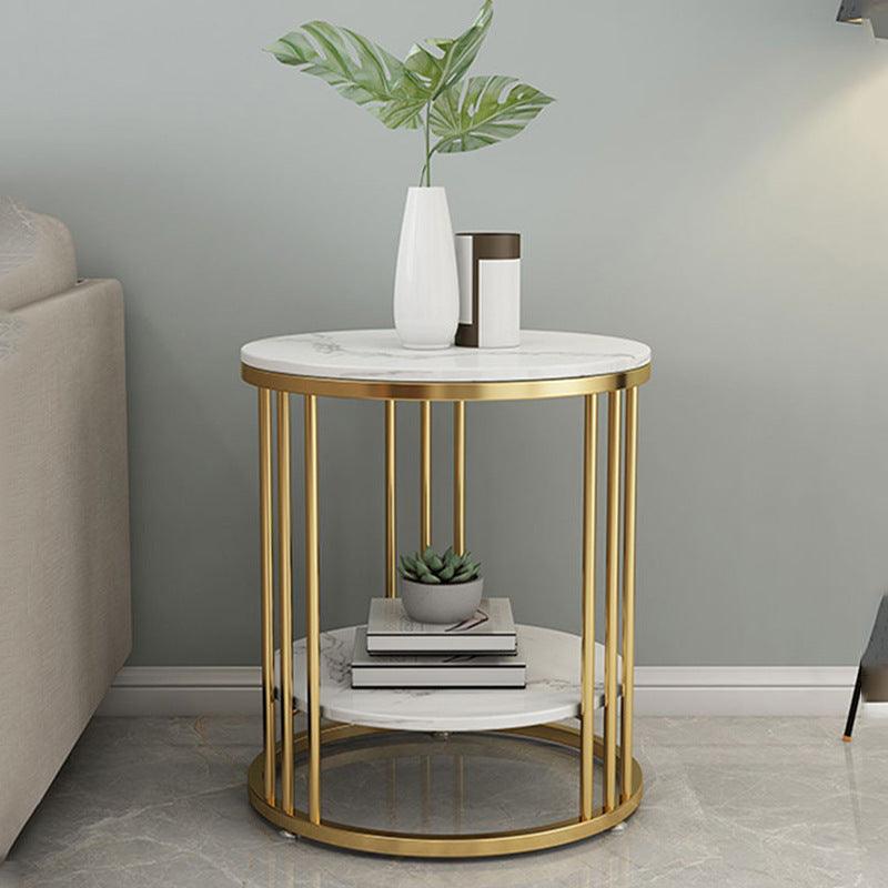 Elegant Marble and Iron Round Coffee Table