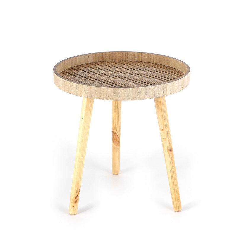 Retro Rattan Round Coffee Table - Boho Living Room Centerpiece