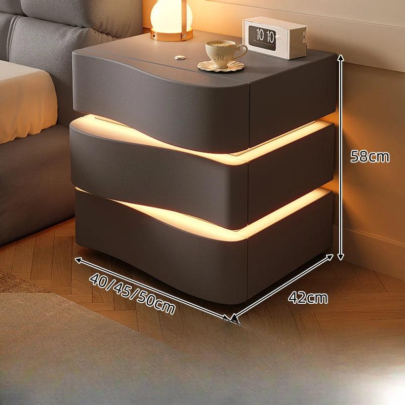 Sleek Luxury Bedside Tables with Drawer - Modern Chinese Style Nightstand for Bedroom Furniture