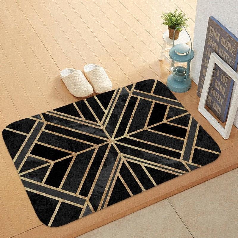 Luxurious Plant Patterned Marble Coral Velvet Door Mat for Stylish Anti-Skid Bathroom Flooring