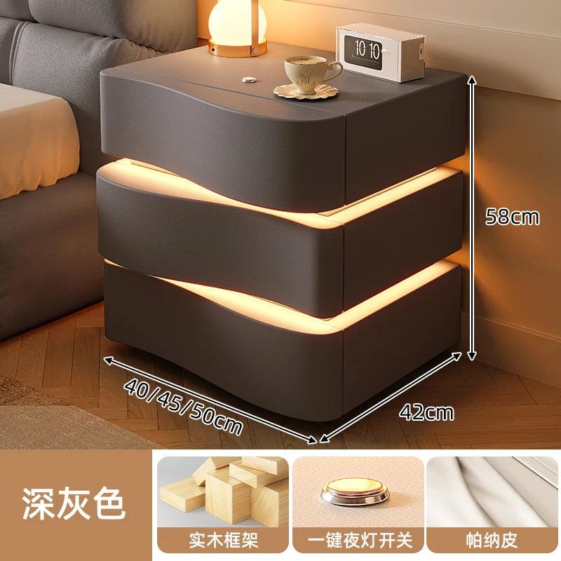 Sleek Luxury Bedside Tables with Drawer - Modern Chinese Style Nightstand for Bedroom Furniture
