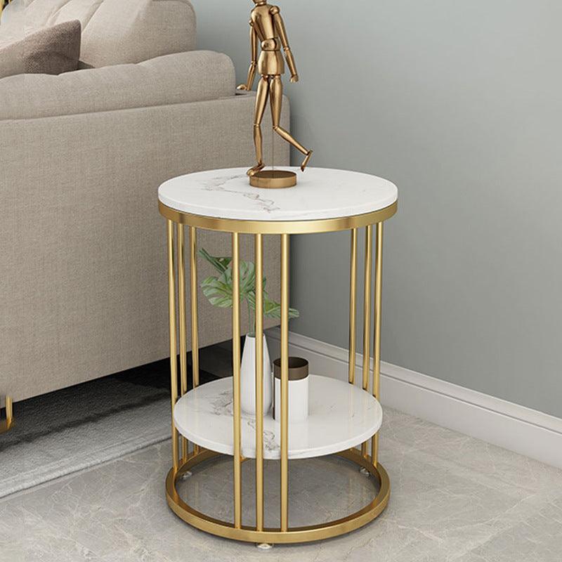 Elegant Marble and Iron Round Coffee Table