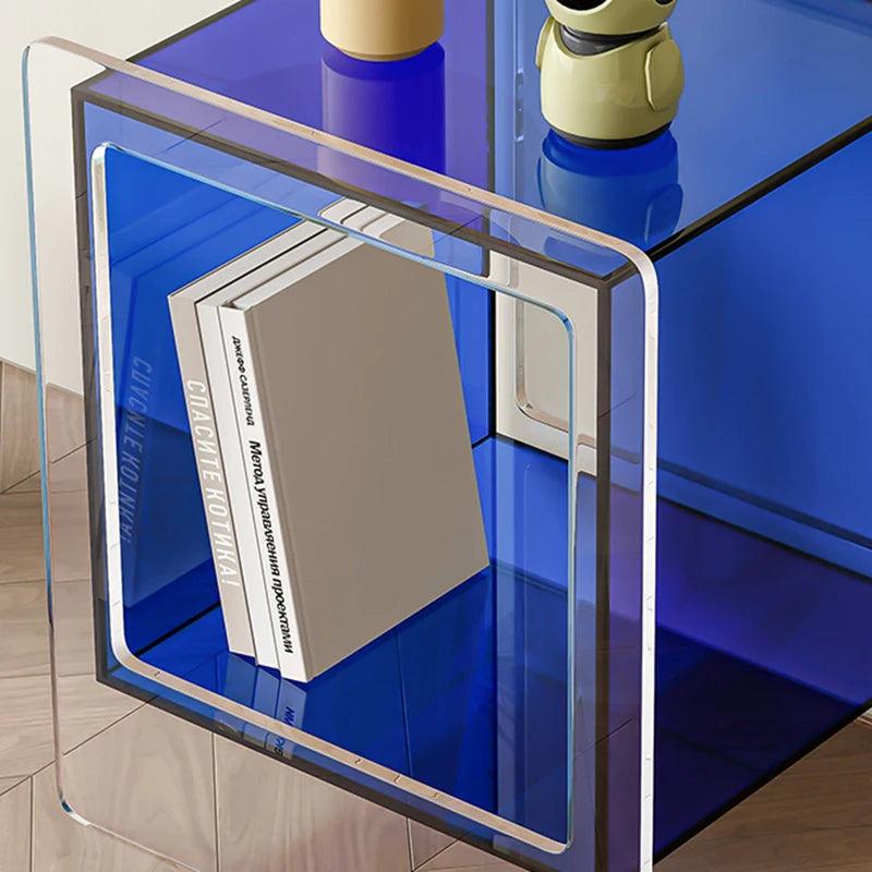 Modern Acrylic Nightstand with Drawer - Bedroom Furniture Shelf Organizer