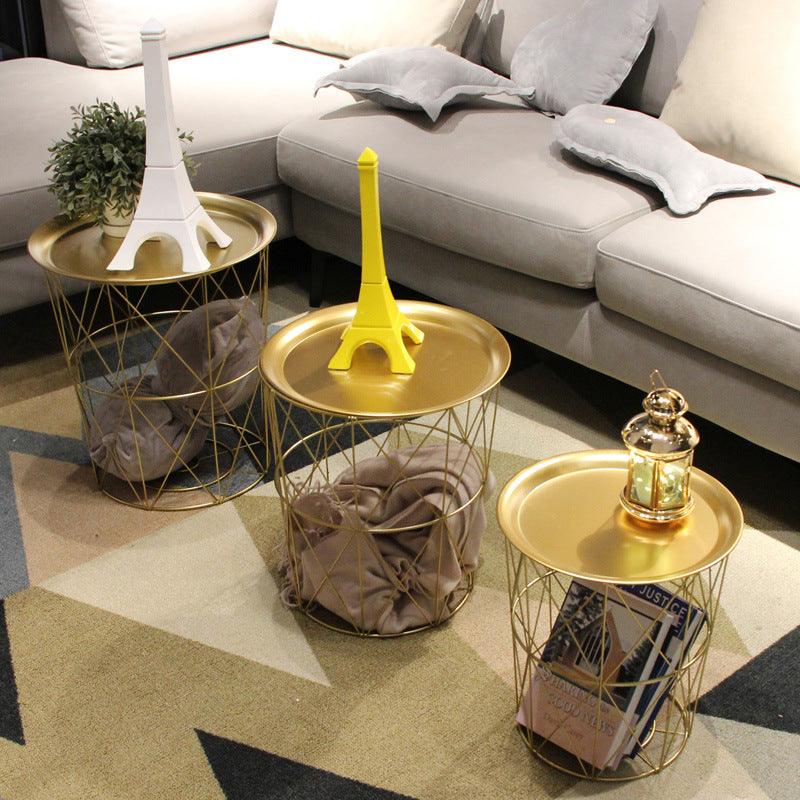 Scandinavian Elegance Marble Side Table - Handcrafted Nordic Style Gold Accent