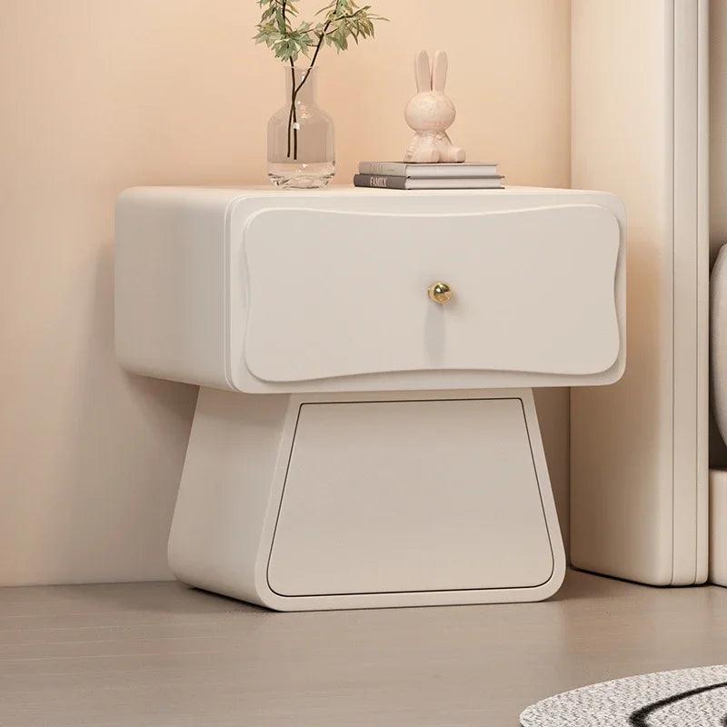 Kids Minimalist Wooden Nightstand Table with Drawers - Modern Bedroom Furniture