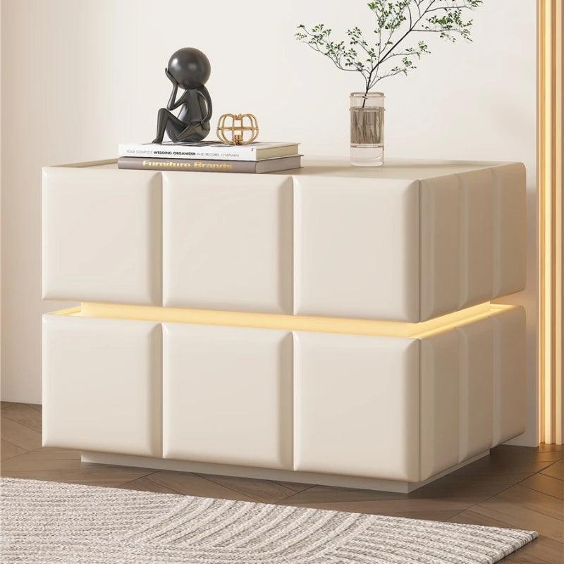 Compact White Bedside Nightstand with Drawer - Modern Design and Storage Space
