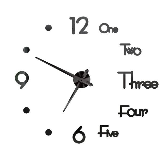 Modern Acrylic Mirror Wall Clock Kit: DIY Silent Quartz Design