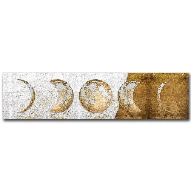 Celestial Moon Phases Monochrome Canvas Wall Art - Abstract Living Room Decor