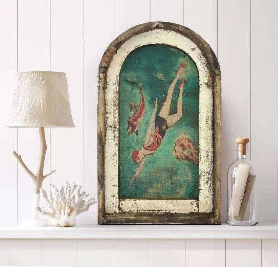 Swimming Acrylic Wall Art Decor with Ornamental Printing
