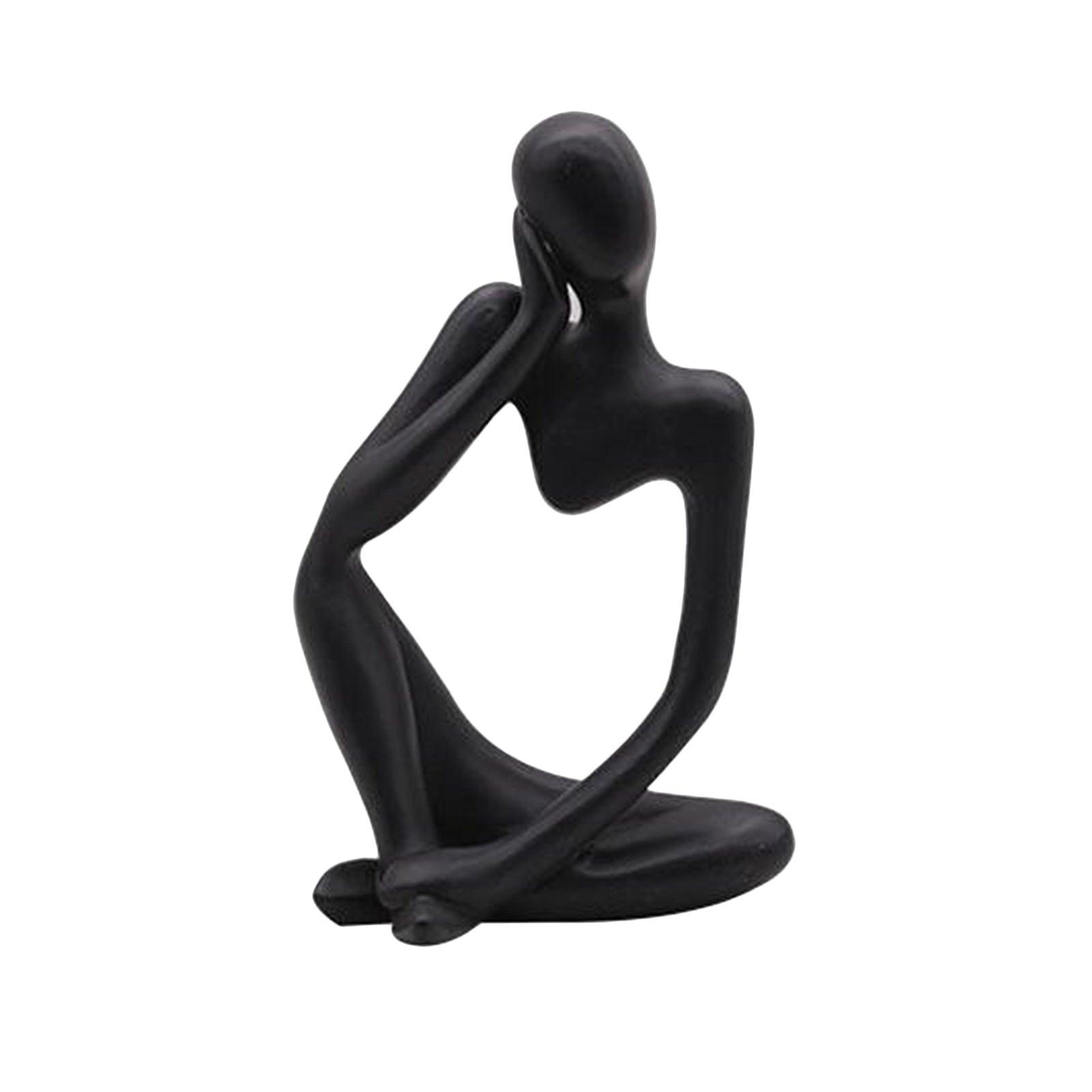 Abstract Artistic Resin Ornament Sculpture in Black, White, and Gold