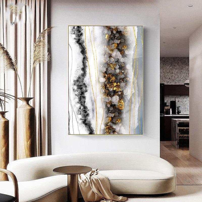 Sophisticated Abstract Marble Crystal Lines Wall Art - Elegant Living Room Decor