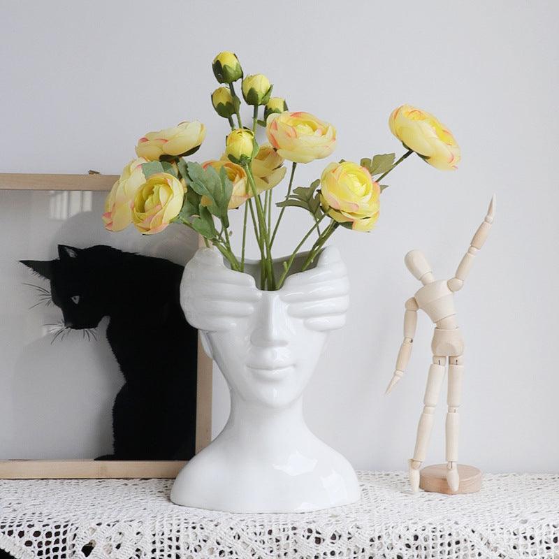 Nordic Art Ceramic Vase Decoration Living Room Tabletop Flower Arrangement Decorative Vase