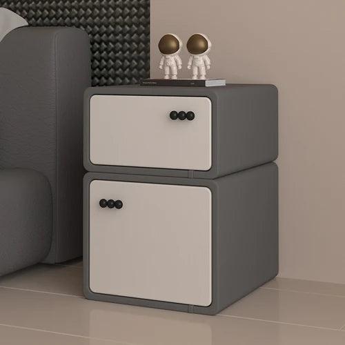 Modern Minimalist Black Nightstand with Hidden Drawer - Stylish Bedside Table Furniture