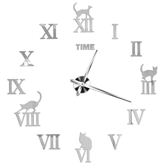 Modern Acrylic Mirror Wall Clock Kit: DIY Silent Quartz Design
