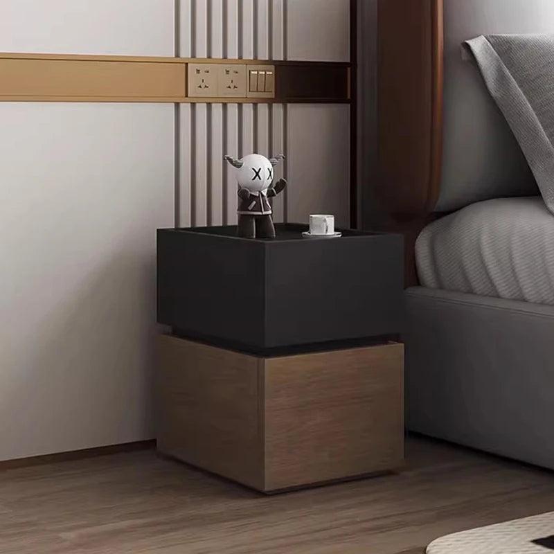 Nordic Style Wooden Nightstand with 2 Drawers - Modern Bedroom Furniture