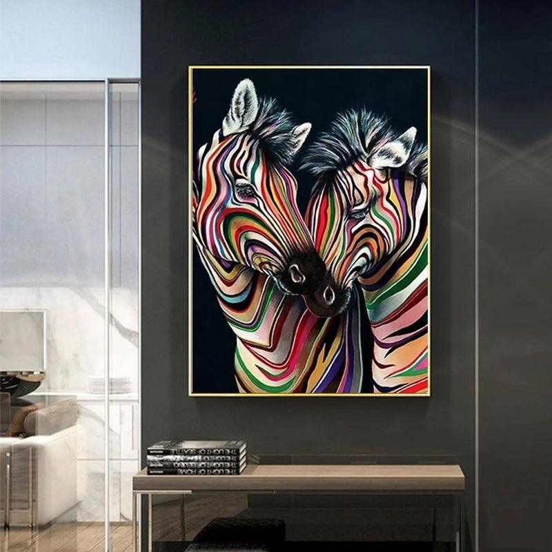 Vibrant Zebra Abstract Canvas Print - Contemporary Wall Art Masterpiece