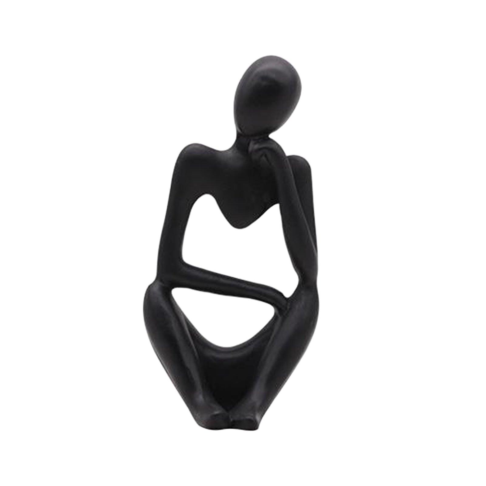 Abstract Artistic Resin Ornament Sculpture in Black, White, and Gold
