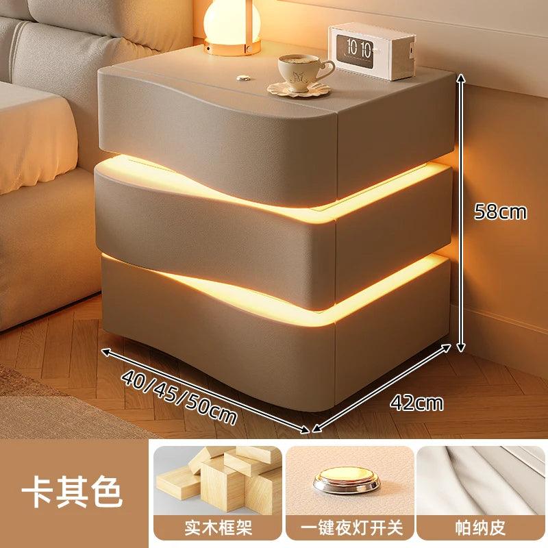 Sleek Luxury Bedside Tables with Drawer - Modern Chinese Style Nightstand for Bedroom Furniture