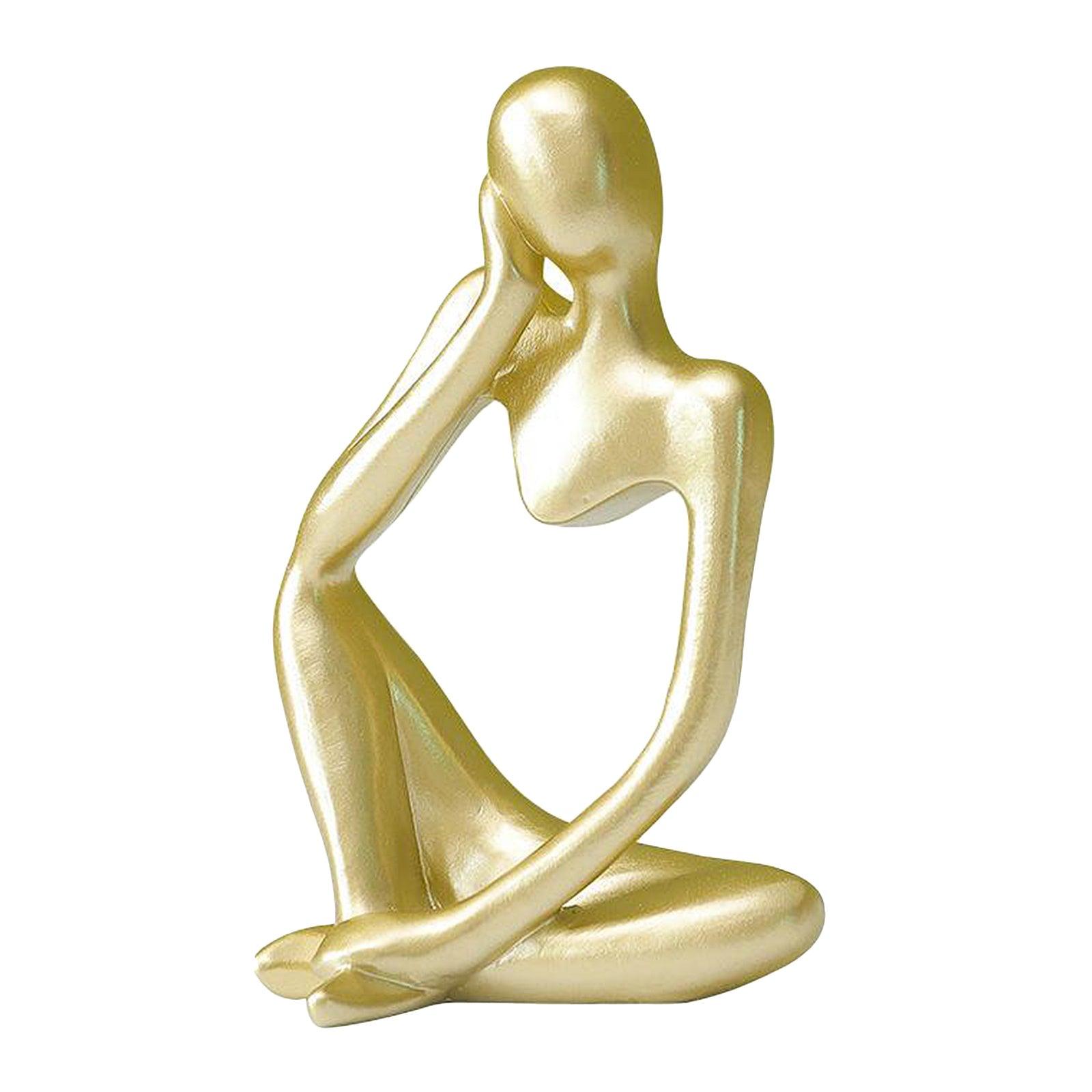 Abstract Artistic Resin Ornament Sculpture in Black, White, and Gold