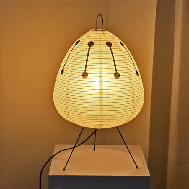 Japanese Style Akari Wabi-Sabi Printed Rice Paper Table Lamp with LED Bulb