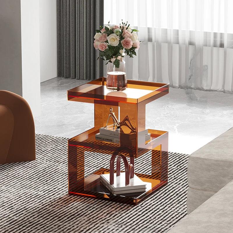 Luxurious Italian Acrylic Nightstand with Drawer - Modern Design and Multifunctional