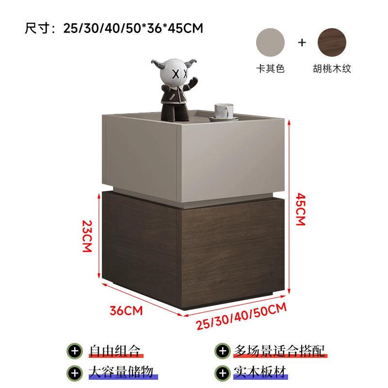 Nordic Style Wooden Nightstand with 2 Drawers - Modern Bedroom Furniture