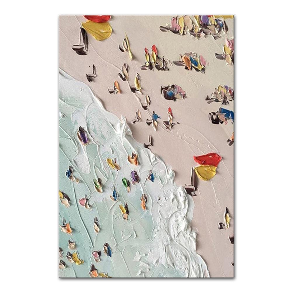 Hand Painted Beach Thick Oil Canvas Painting Wall Art Home Decor
