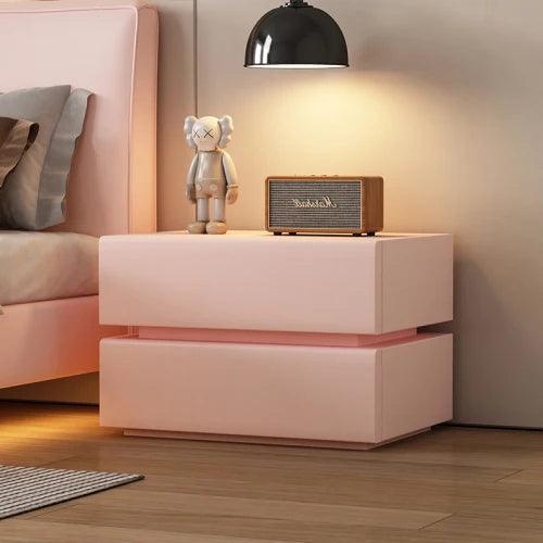 Nightstand with Wooden Drawers - Modern White Bedside Table