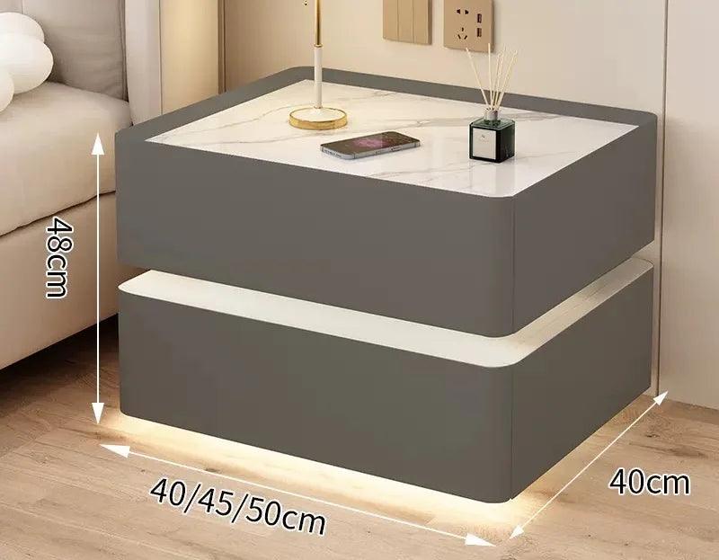 Smart Solid Wood Nightstand with Wireless Charging and Lockable Drawers - 40cm Height