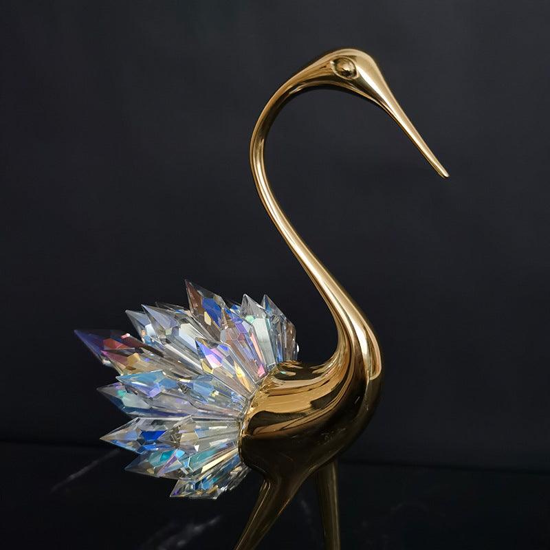 Luxurious Copper Crane Sculpture for Home Decoration
