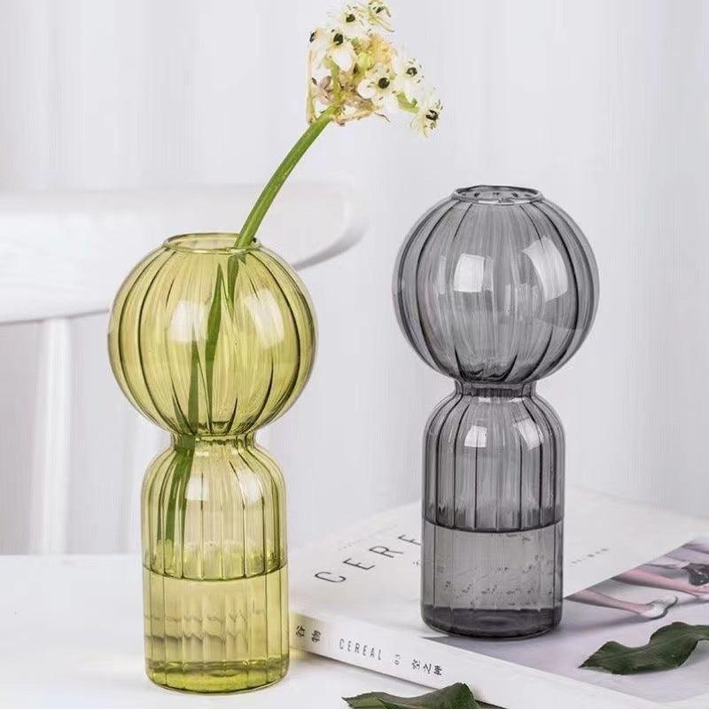 Ins Creative Glass Vase Striped Transparent Glass Vase Table Decorative Ornaments Hydroponic Flower Simple Vase