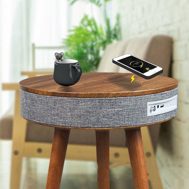 Wireless Charging Marble Coffee Table with Bluetooth Speaker