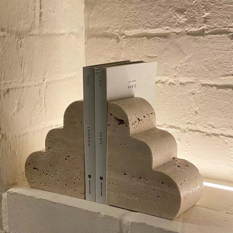 Yellow Cave Stone Marble Bookends Set - Artistic Home Decor Piece